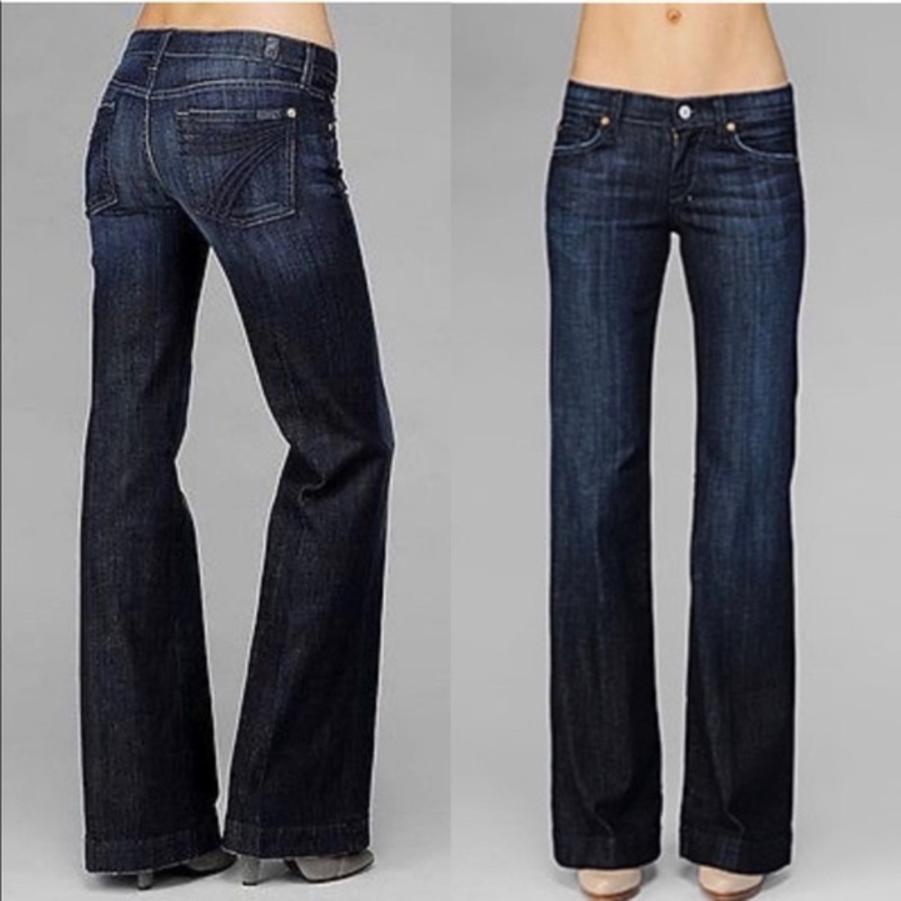 7 For All Mankind 7fam Dojo Wide Leg Flare Dark Wash Jeans U115B380S Size 31